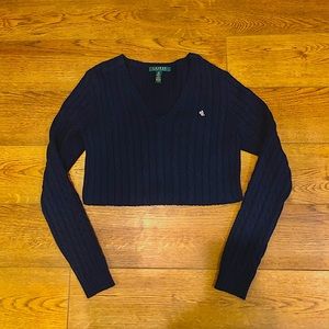 Like New Ralph Lauren Polo Navy Long Sleeve Sweater (Adult Extra Small)